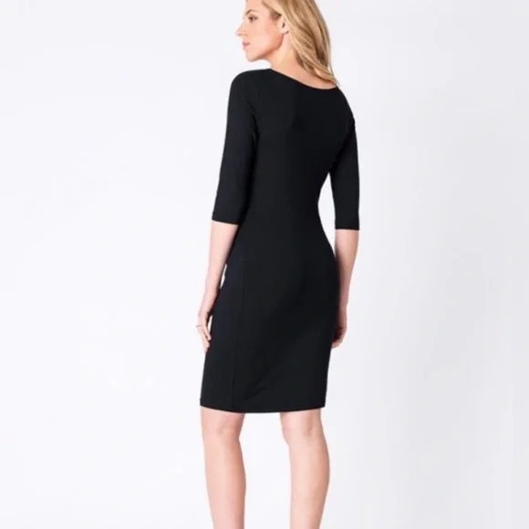 Seraphine Maternity Elegant Black Stretchy Bodycon Dress Sz 4 - Picture 4 of 12